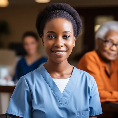 Caregiver arriving to provide in-home support